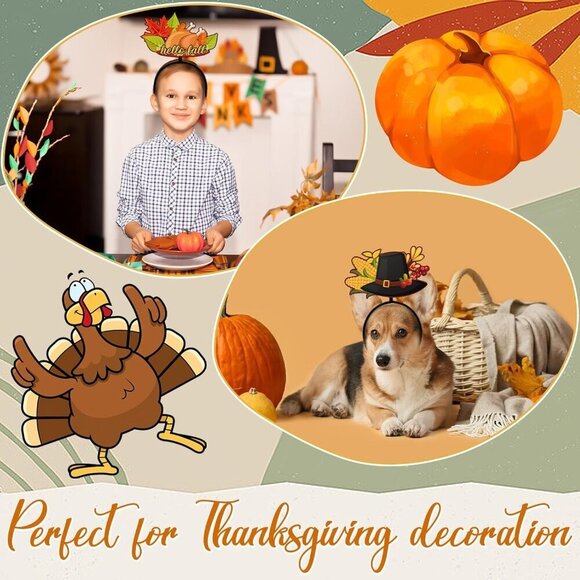 12 Pcs Thanksgiving Turkey Headbands Set Fun Holiday Party Decor Accessories main image 4